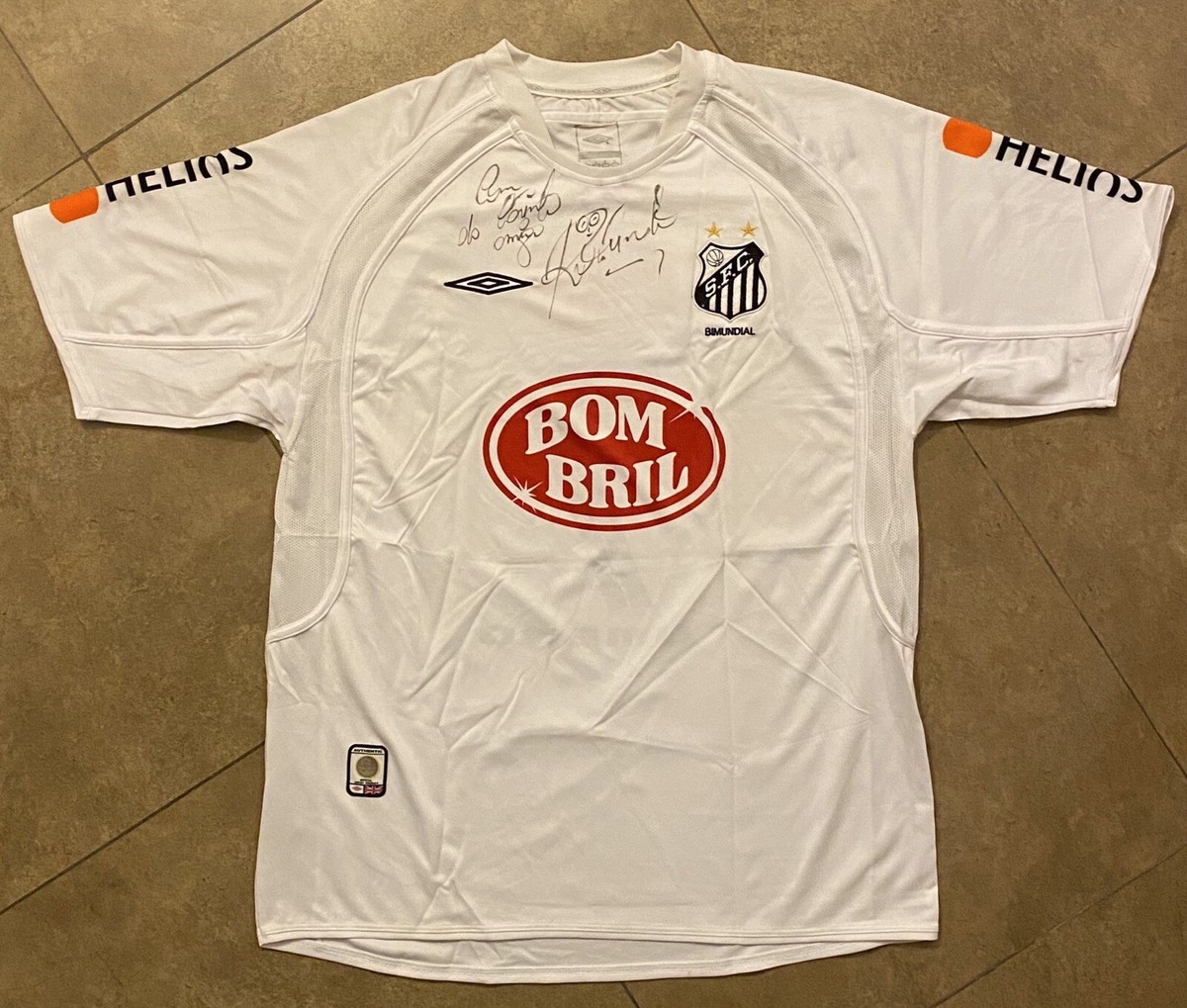 santos brazil jersey #7 Robinho 100% Original Signed Pele Match