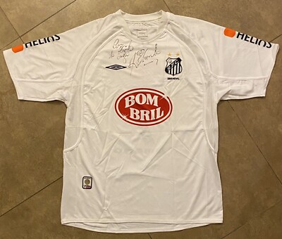 santos brazil jersey #7 Robinho 100% Original Signed Pele Match Worn Brasil  2002