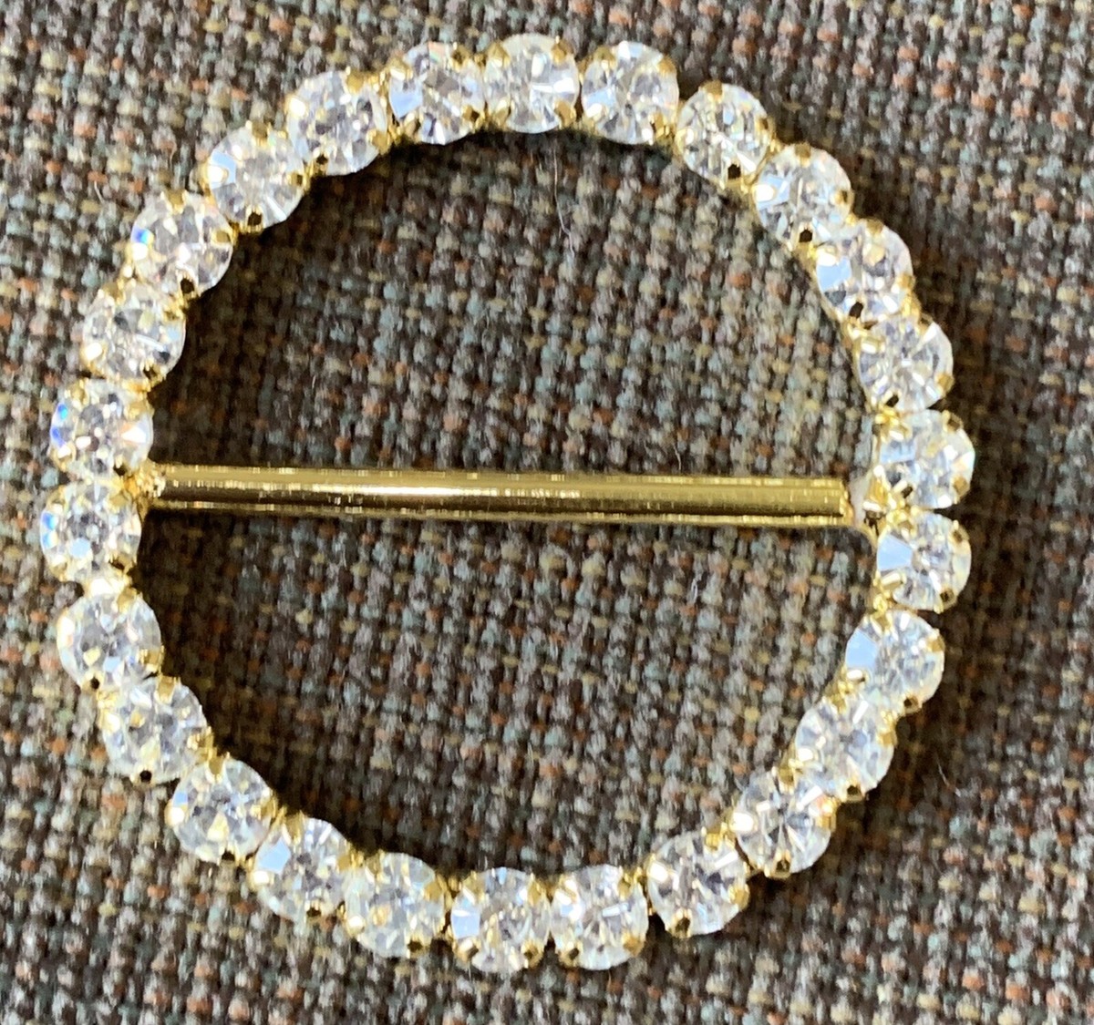 Rhinestone Ribbon Slides 5pcs/lor 50mm Double Rhinestone Round Metal