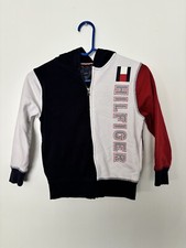 Tommy Hilfiger Boy's Blue/White Long Sleeve Full Zip Hoodie Sweater Size 6