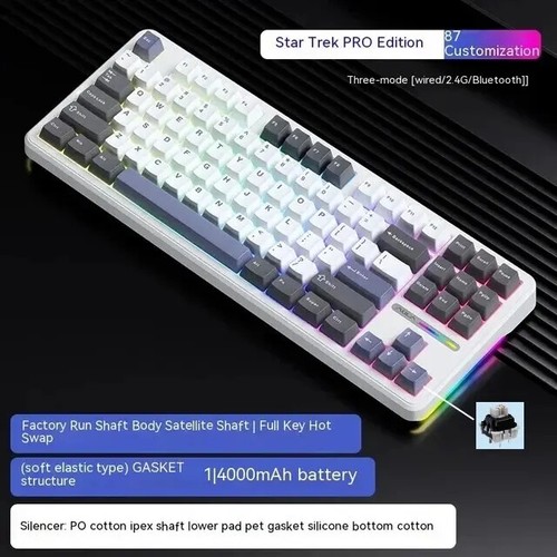 Mechanical Keyboard 2.4g/Usb/Bluetooth Tri Mode Wireless 87 Key Rgb Pbt Gasket - Picture 30 of 30