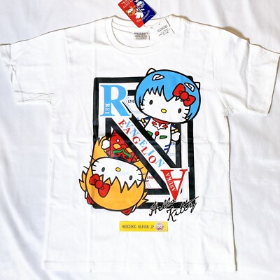 Sanrio Hello Kitty x Eva Rei and Asuka weißes T-Shirt Damen Größe M 2013