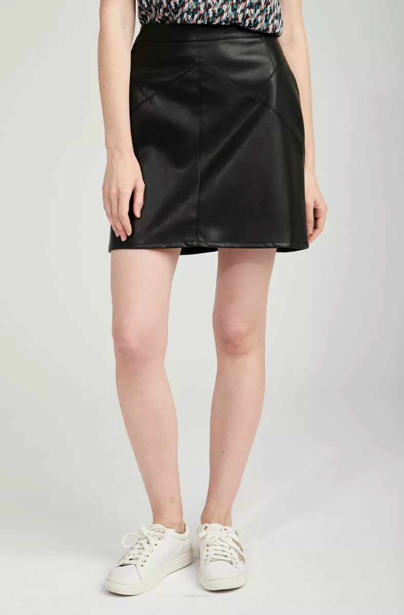 White faux top leather skirt uk