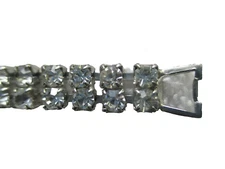 Vintage Double Row Rhinestone 6.5" Bracelet