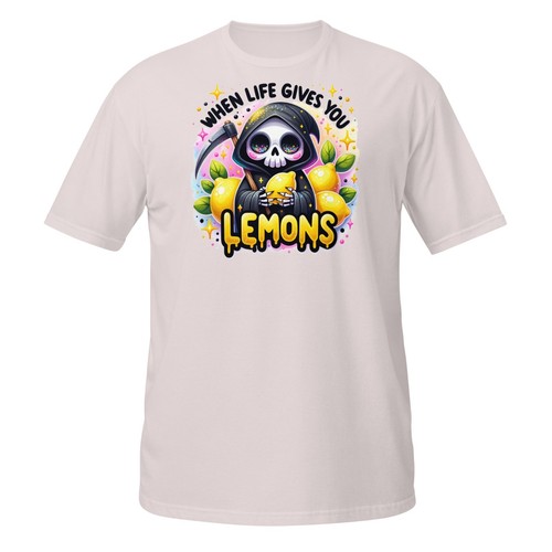When Life Gives You Lemons T-Shirt | Funny Grim Reaper Kawaii Dark Humor Graphic - Picture 16 of 23