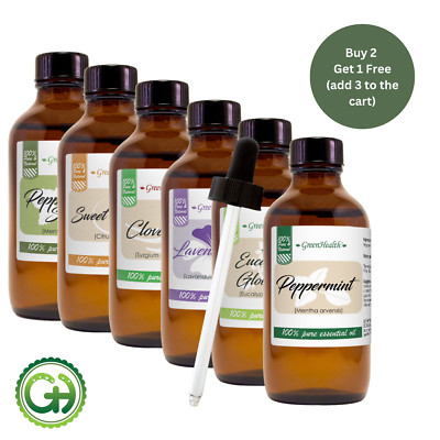 Essential Oil 4 oz with Free Glass Dropper, All Natural Uncut, 50+ Popular Oils