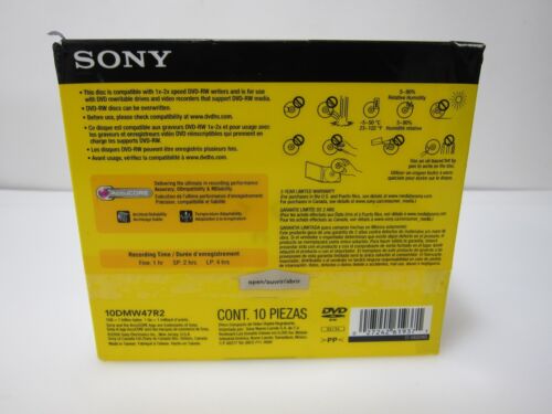 Sony DVD-RW Disc 10-Pack 10DMW47R2 4.7 GB 120 Min 1-2x -NEW/SEALED - Picture 3 of 3