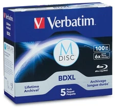 5-Pak Verbatim M-DISC 100GB 1000-Year Archival =TRIPLE LAYER= 6X Blu-ray BD-R XL