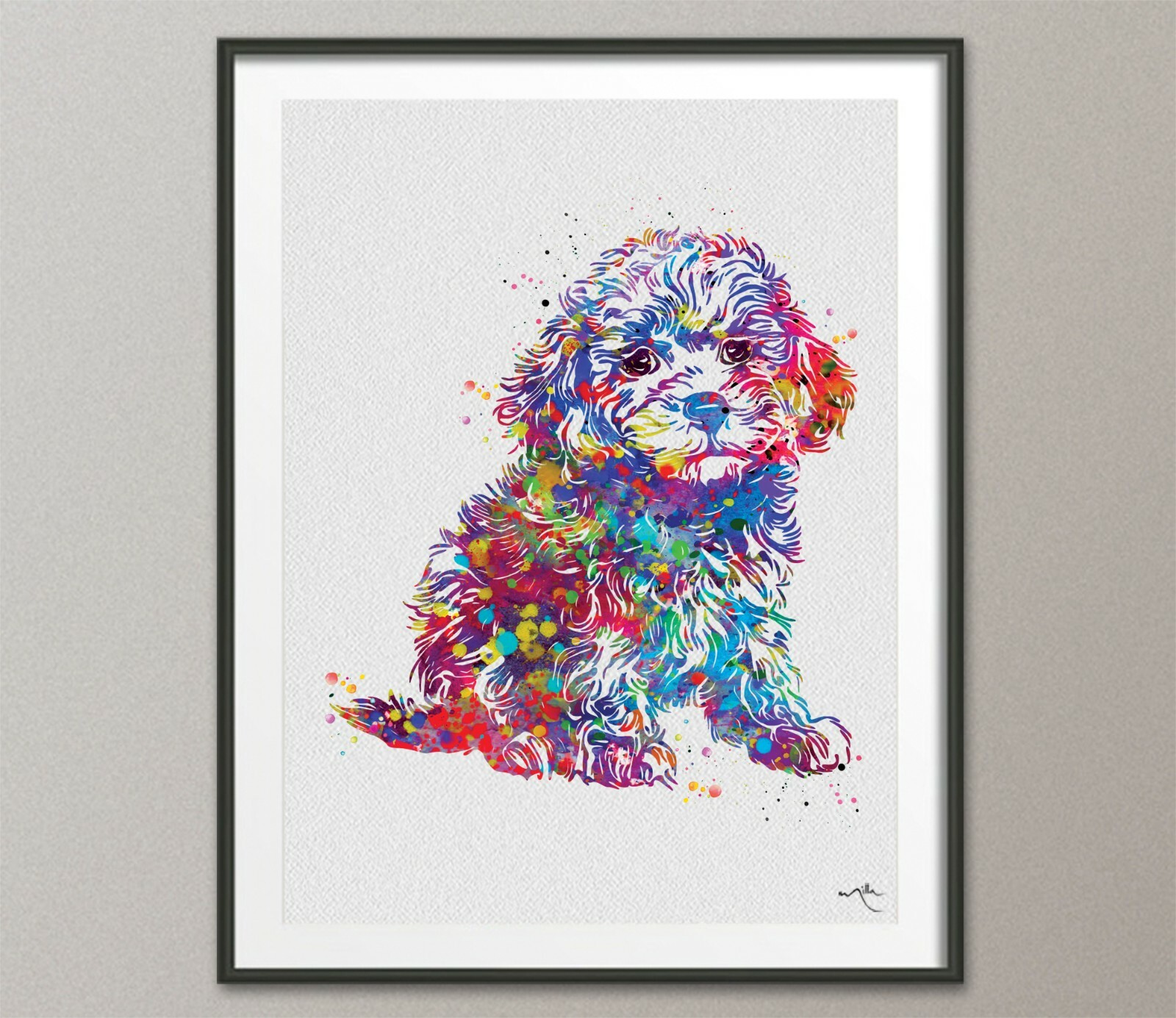 Cute Toy Poodle and Chow Chow Watercolor Art Print Pet Lover Gift Poster-1487