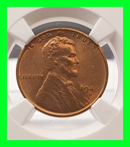 Stunning 1945-S Lincoln Wheat Penny Cent - NGC MS 67 - RED - HIGH GRADE 