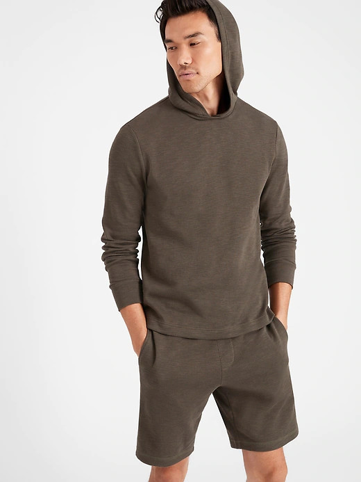 Banana Republic Men Navy Blue Double-Knit Hoodie Sweatshirt sz LARGE RRP$120 NWT image 2