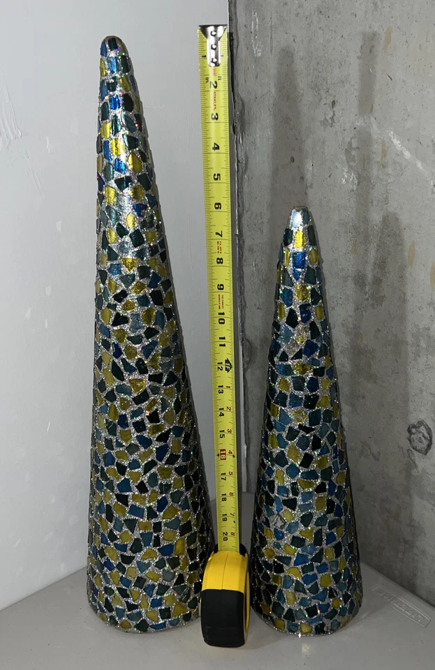 "2 mosaicos de vidrio cono de vacaciones topiario multicolor 24"" y 18""" Foto 4 de 4