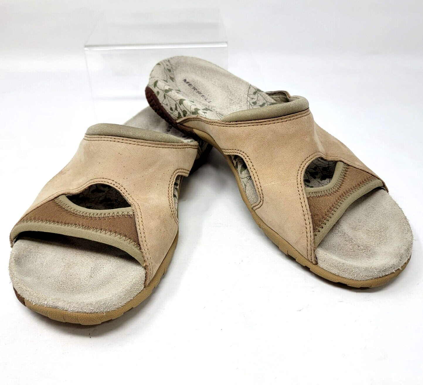 Sandalo Merrell Pesaro donna 6US 37EU pelle marrone chiaro J36472 punta aperta diapositive casual