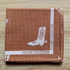 HANDKERCHIEF ART ORANGE PLAID PLAIN MEN'S POCKET SQUARE COTTON 20" B0564