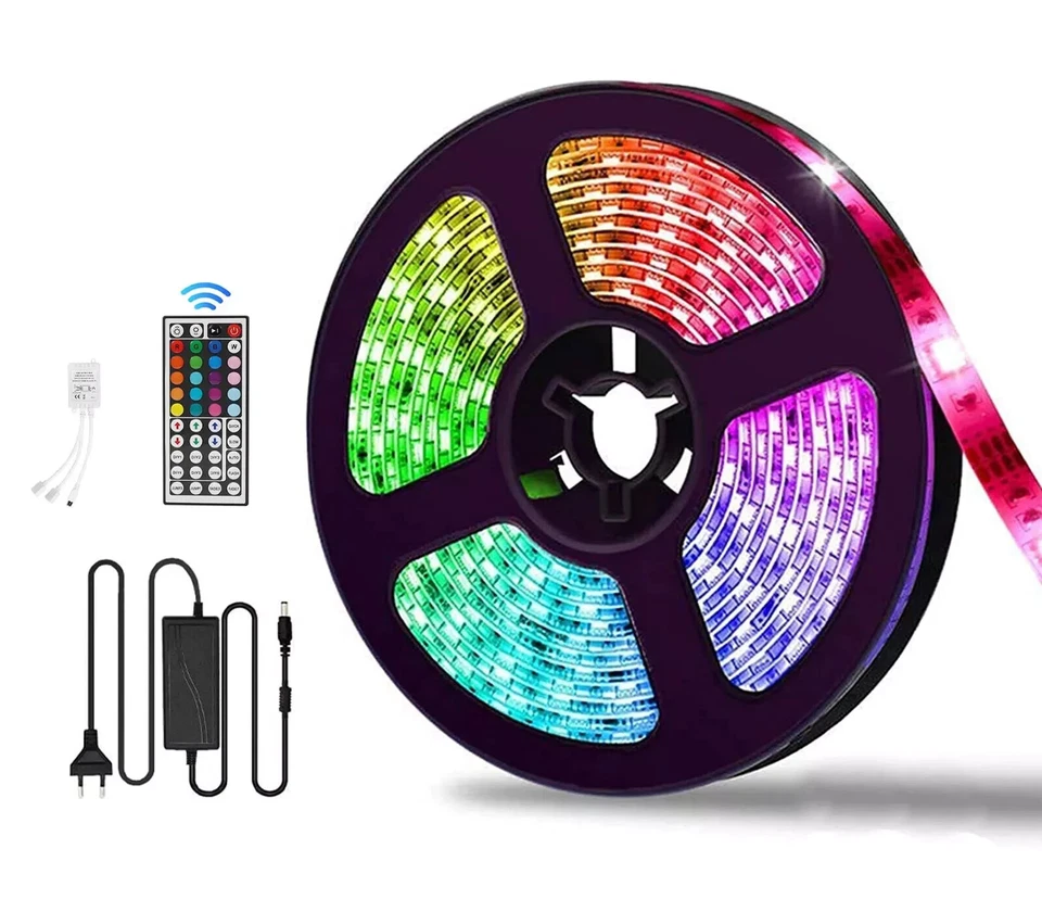 "Striscia LED RGB Multicolore 5M, Impermeabile, Telecomando, Decorazione Casa" - Immagine 4 di 4