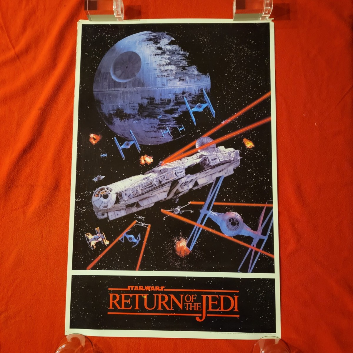 MILLENNIUM FALCON Tie ship Vintage STAR WARS 1983 rotj Art Poster