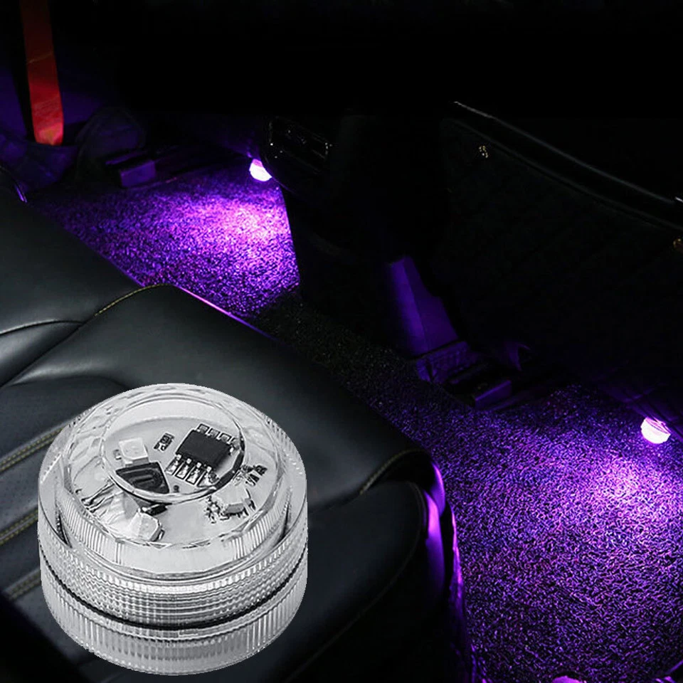 4x Luces LED Multicolor Accesorios Coche Interior Atmósfera Lámpara Control Remoto Foto 4 de 4