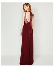 NEW VERA WANG V-neck Halter DRESS GOWN SIZE 14 $298 BURGUNDY RED NORDSTROM