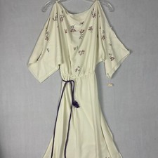 A&S Women's Dress Size 12 Floral White Maxi Scoop Neck Short Open Sleeve