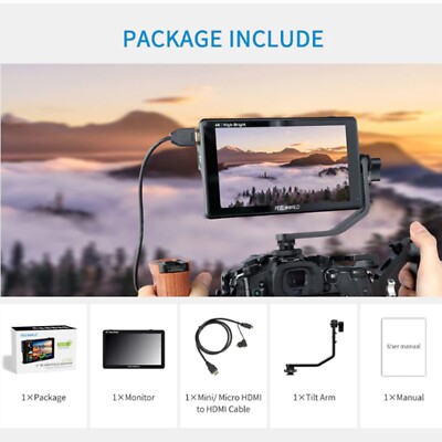 FEELWORLD LUT6E 6-Inch 1600nits Touch Screen DSLR Camera Field Monitor +Battery