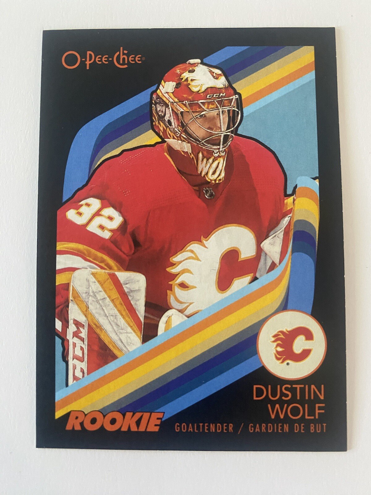 23-24 O-Pee-Chee DUSTIN WOLF #574 Marquee Rookie Retro Black Border /100