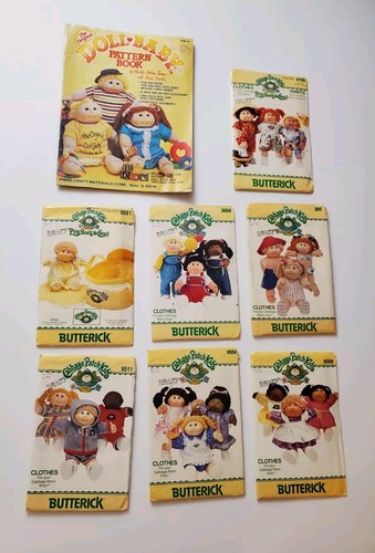 Lot of 8 Uncut 1984 1985 Butterick Cabbage Patch Kids Doll & Clothes Pattern
