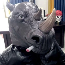 Masquerade Halloween Latex Funny Rhino Mask Carnival party Cosplay Costume Props