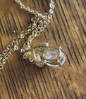Vtg 1960s LIND 14K Gold Electroplated Pendant Necklace w 2 Clear Zirconiums — photo 10