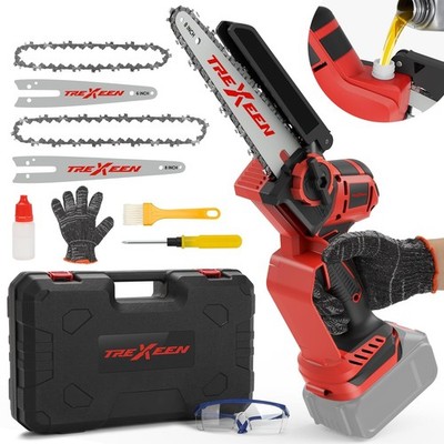 Cordless Mini Chainsaw 2-in-1, 8-Inch & 6-Inch, Brushless Electric for Wood Cutt