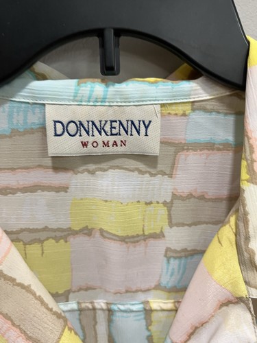 Donnkenny Damen 3X Bluse Knopfleiste Pastell Farbblock Kurzarm Oberteil 90er - Bild 5 von 6