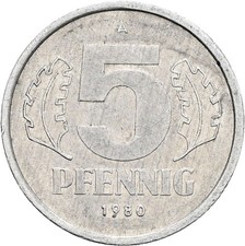 DDR, 5 Pfennig, 1980 A