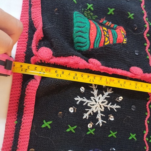 Cherokee Button-Front Collared christmas Print Fleece Jacket , S/M #17730 - Picture 6 of 14