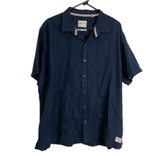 Scotch  Soda Shirt Mens XXL Blue Linen Blend Short Sleeve Button Up Pintuck 