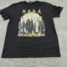Mana T-Shirt Mens Large Black Recycled Cotton Vivir Sin Aire Tour 2025 Band Tee