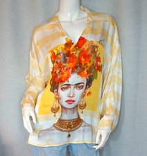 Oversized Tunika Satin Shirt Bluse Sarah Love gestreift Gelb 38,40,42,44 NEU