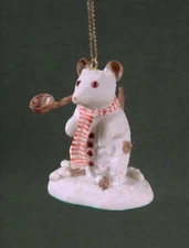 BRAMBLY HEDGE figure MOUSE SNOWMAN ornament 1990 Enesco