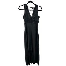 Petal + Pup Brennan Black Slip Lace Trim V-Neck Midi Maxi Dress Size S NWT