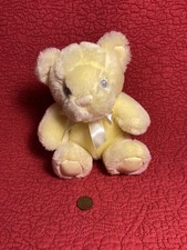 6  FIRST  MAIN TEDDY BEAR yellow PASTEL PAL NO 2362 PLUSH stuffed TOY RATTLE