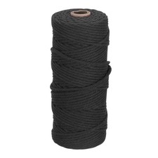 3mm x 109 Yard Black Cotton Macrame Rope, 2 Strands Twisted Cotton Cord