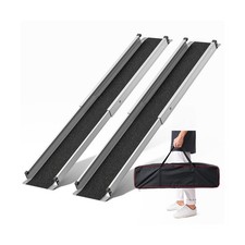5FT Telescoping Aluminum Portable Wheelchair Ramp with Bag, 600LBS 3 to 5 FT