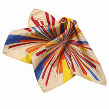 NWT Eton Multicolor Geometric Print Linen Silk Pocket Square Italy 13"