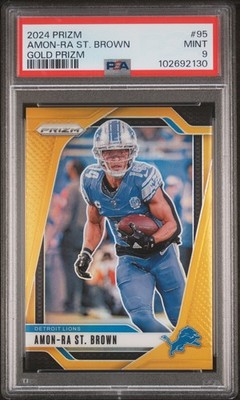 2024 PANINI PRIZM GOLD PRIZM #95 AMON-RA ST. BROWN 3/10 PSA 9
