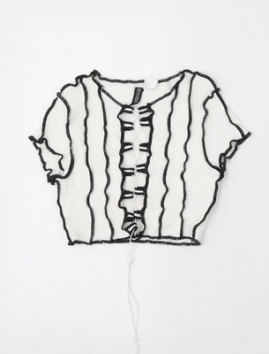 Divided by H&M Damen T-Shirt weiß Polyester Basic Größe S Rundhals