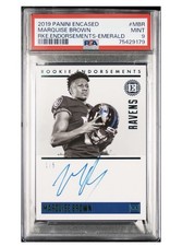 2019 Panini Encased RC Endorsements Emerald Auto Marquise Brown 1/5 1st In Print