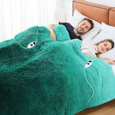 Heated Electric Blanket Queen–Faux Fur with Soft Thick SherpaWarm Winter Birt...