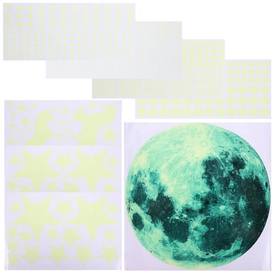 1 Set Glow in the Dark Stars Sticker Large Moon Glowing Sticker Glowing Decal - image 1 of 4