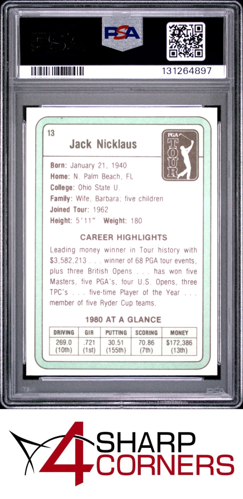 1981 DONRUSS GOLF #13 JACK NICKLAUS RC HOF PSA 6 view 2