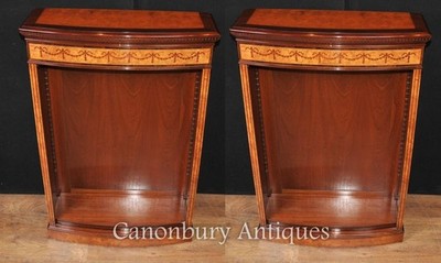Pair Regency Open Front Bookcases Sainwood Walnut Bespoke