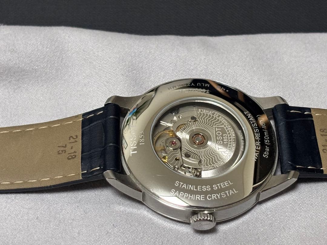 TISSOT Chemin des Tourelles Powermatic 80 Blue Black Leather Dress Watch