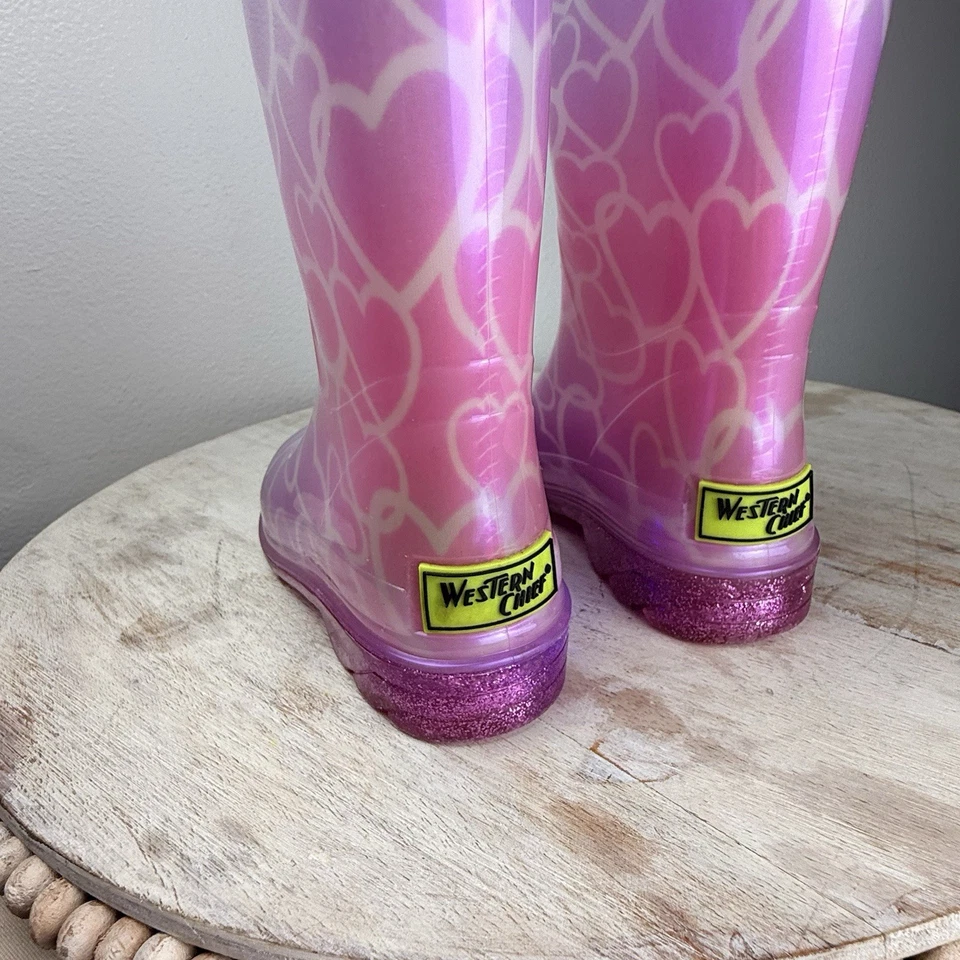 Botas de Lluvia Iluminadas Western Chief Niñas Talla 10 Corazones Rosa Envío Gratis Foto 3 de 4